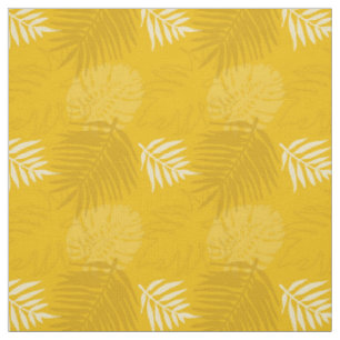 Tissu Feuilles de la moutarde et de la paume jaune curcu