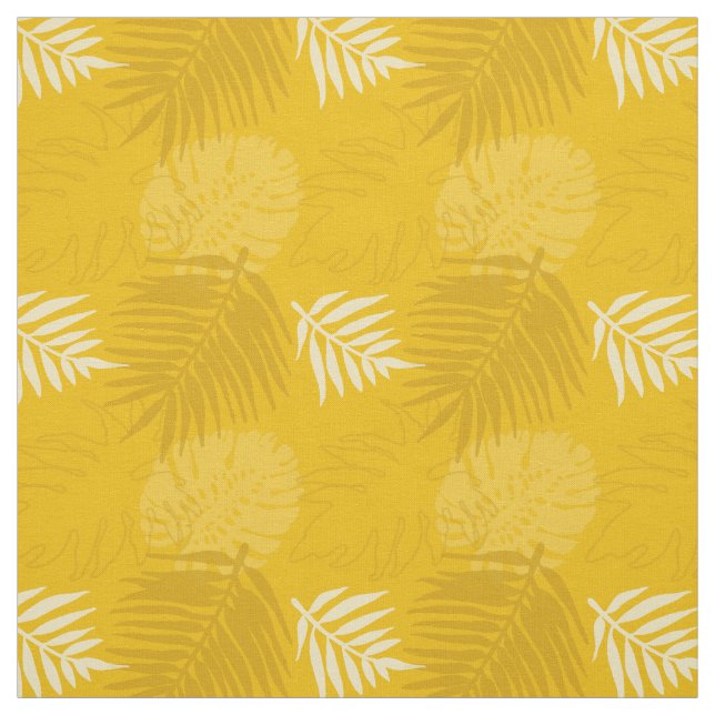 Tissu Feuilles de la moutarde et de la paume jaune curcu (Échantillon)