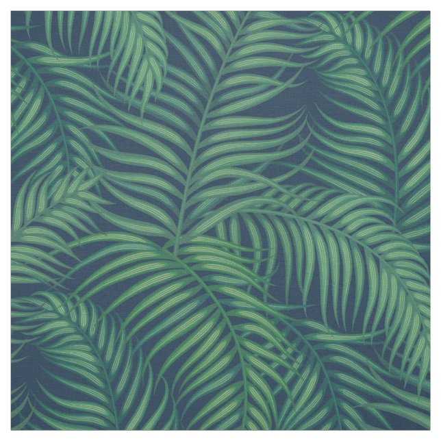 Tissu Feuilles de la nuit Green Tropical Palm (Échantillon)