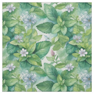 Tissu Feuilles de menthe poivrée