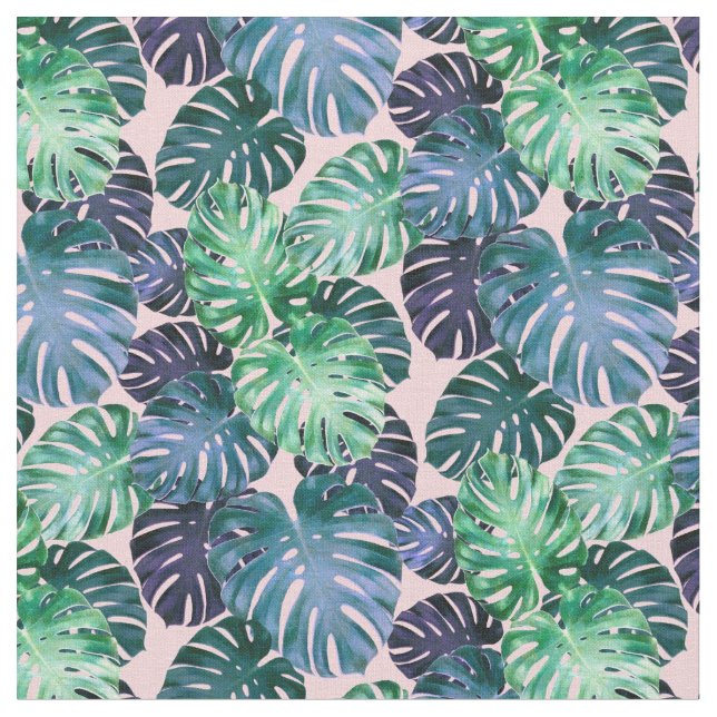 Tissu Feuilles de Monstera Tropical (Fermer)