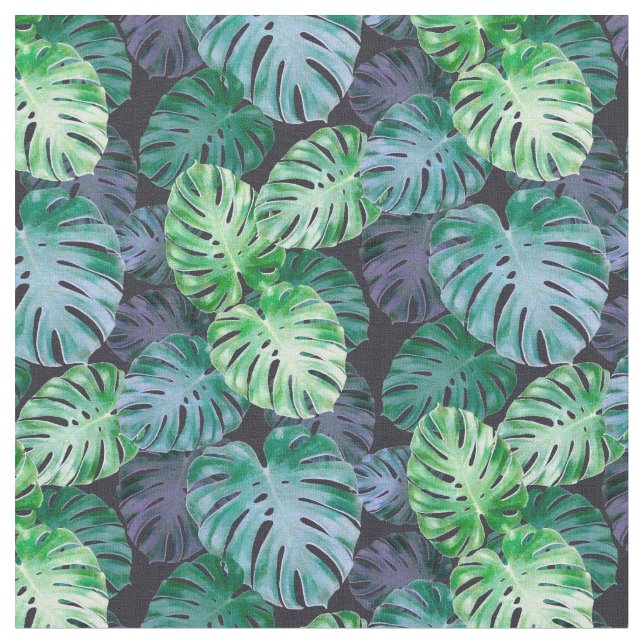 Tissu Feuilles de Monstera Tropical (Fermer)