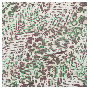 Tissu Feuilles de palmiers tropicaux, léopard tacheté