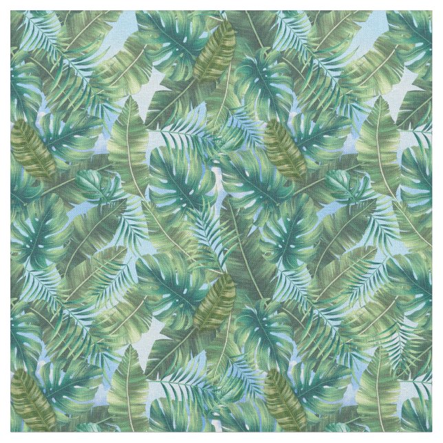 Tissu Feuilles de plantes vertes tropicales (Fermer)