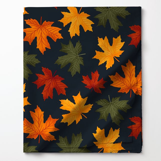 Tissu Feuilles d'érable d'automne Bleu marine (Créateur téléchargé)