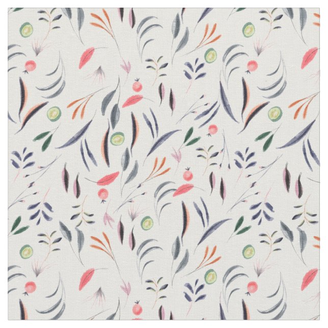 Tissu Feuilles Et Motifs Plumes (Fermer)