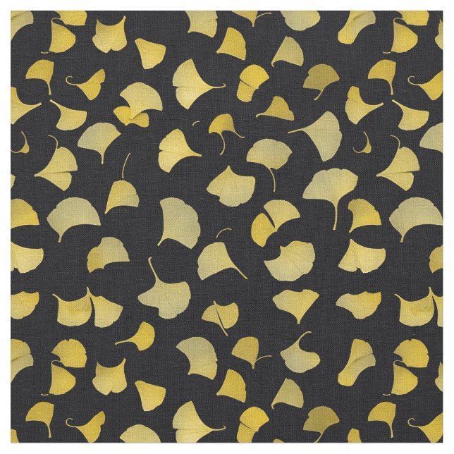 Tissu Feuilles Ginkgo - Jaune (Fermer)