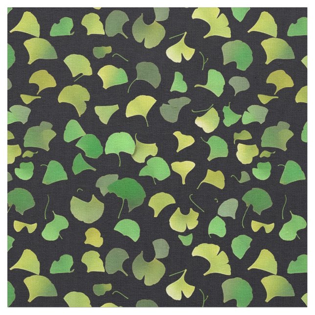 Tissu Feuilles Ginkgo - Vert (Fermer)