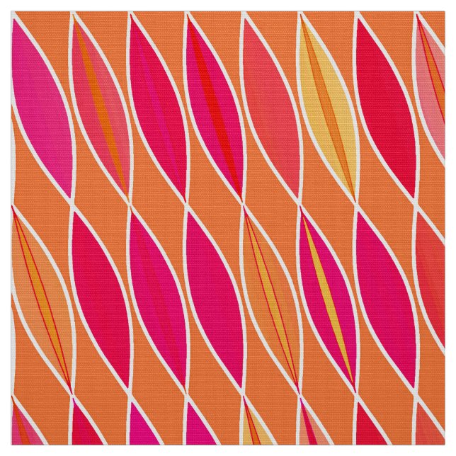 Tissu Feuilles modernes du milieu du siècle, Fuchsia ros (Échantillon)
