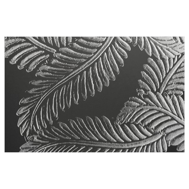 Tissu Feuilles Noir Et Blanc (Yard)