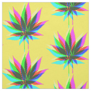 Tissu Feuilles Plantes sauvages - couleur néon + vos idé