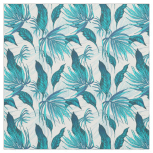 Tissu Feuilles tropicaux en Turquoise