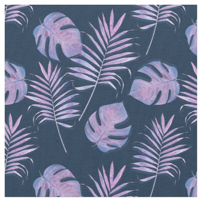 Tissu Feuilles tropicaux violets Lilac (Fermer)