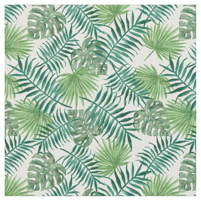 Tissu Feuilles verts exotiques (Fermer)
