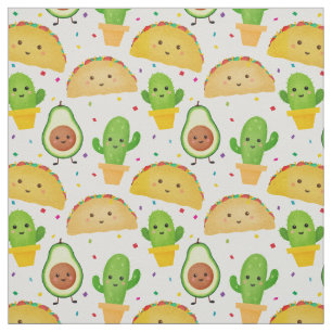 Tissu Fiesta de Taco avec avocat et cactus thème mexicai