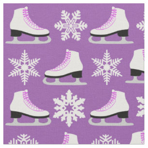 Tissu Figure pourpre patins et Noël de flocons de neige