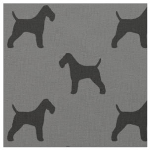 Tissu Fil Fox Terrier Silhouettes Chiens gris et noir