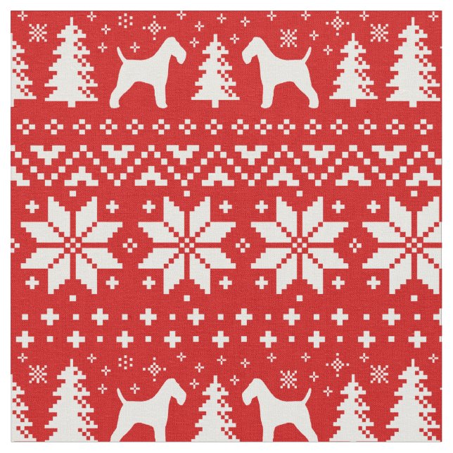 Tissu Fil Fox Terrier Silhouettes Noël Fête (Fermer)