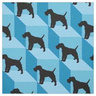 Tissu Fil Fox Terrier sur Blue Cubes