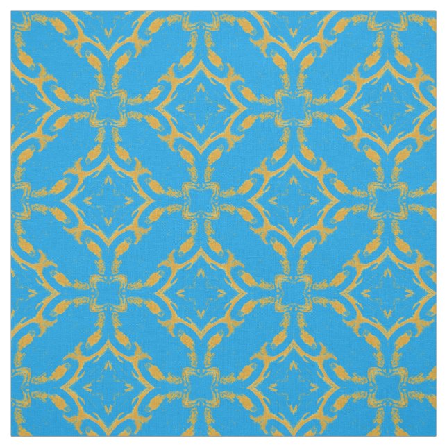 Tissu Filigree or et Motif Turquoise (Échantillon)