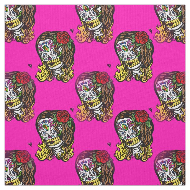 tissu fille crâne sucre (Échantillon)