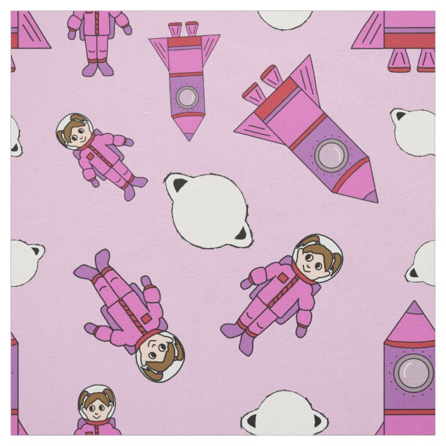 Tissu Fille d'astronaute dans le rose et le pourpre de (Échantillon)