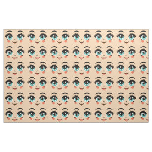 Tissu Fille de dessin animé adorable poupée bonheur visa