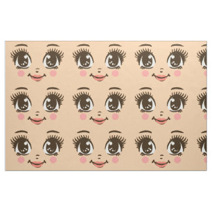 Tissu Fille de dessin animé heureuse adorable art de vis