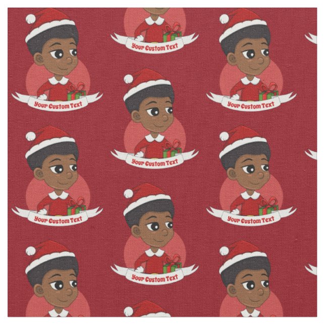 Tissu Fille de Noël avec un dessin animé afro (Fermer)