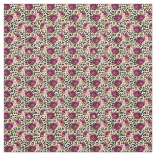 Tissu Fille Empreinte de léopard Floral rose or