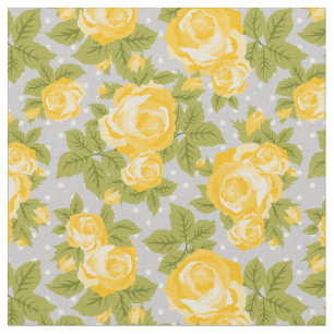 Tissu Fille jaune et gris Vintage Roses Floral Imprimer