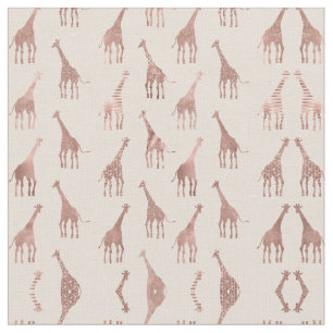 Tissu Fille moderne Rose Or Blush Giraffes rose