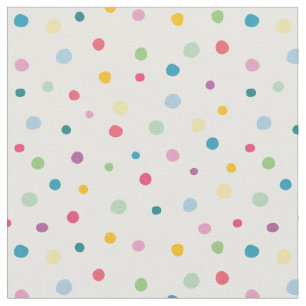 Tissu Fille Pois coloré motif blanc rouge vert
