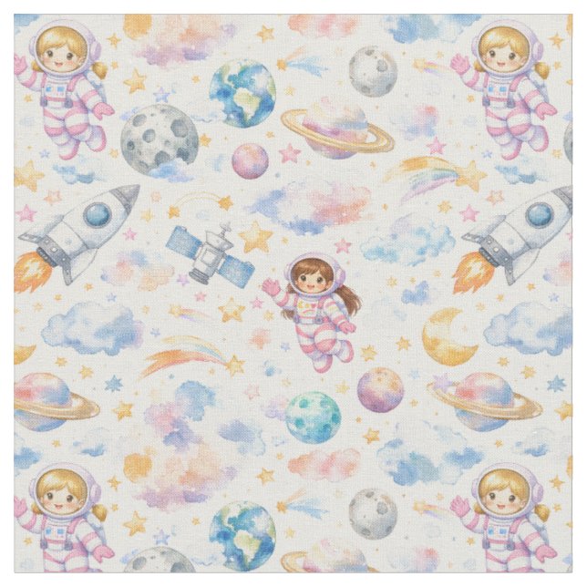 Tissu Filles de l'espace pastel (Fermer)