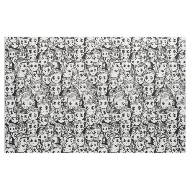 Tissu Filles mignonnes de cheveux (Fat Quarter)