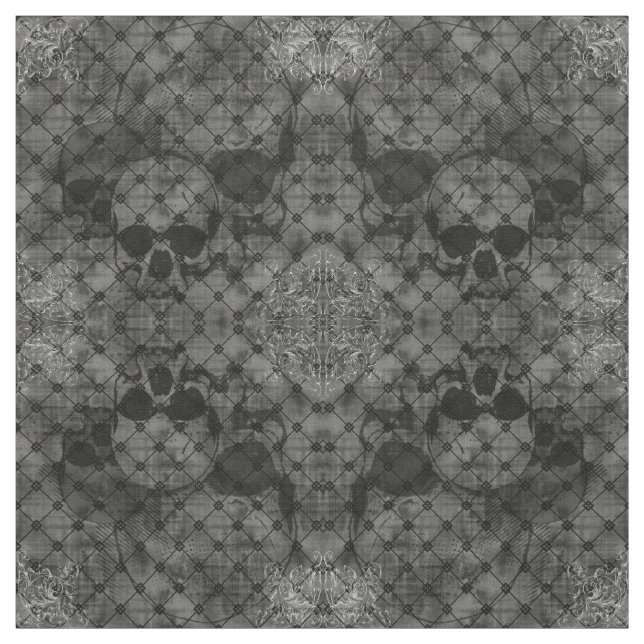 Tissu Fishnet Damask Skuls Goth fabric (Échantillon)