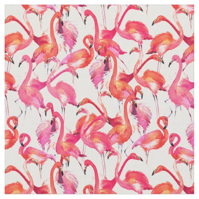 Tissu Flamant rose d'aquarelle dans les aquarelles (Fermer)