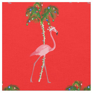 Tissu Flamant rose de Noël