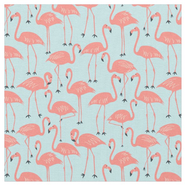 Tissu Flamant Rose Dessiné à la Main | Couture et Patchw (Fermer)