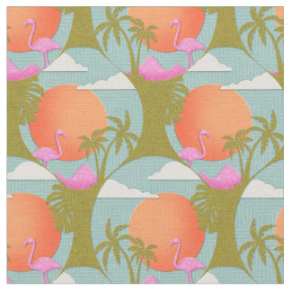 Tissu Flamant rose du coucher de soleil tropical