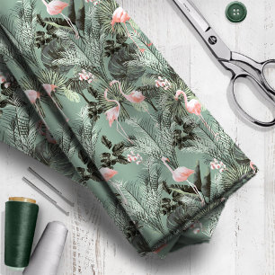 Tissu Flamant rose Orchidée Tropical Motif Sage ID868