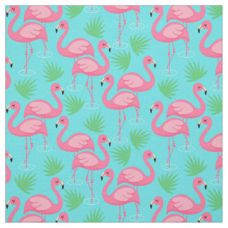Tissu Flamant rose rose lunatique de paradis tropical de