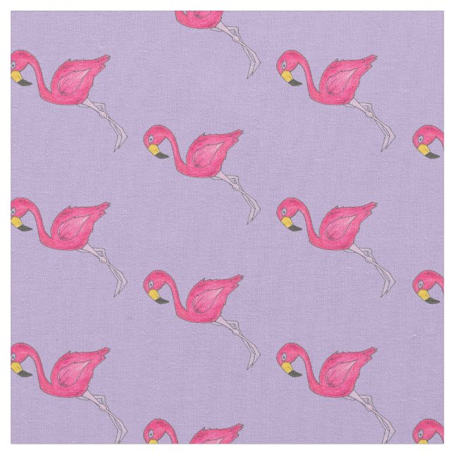 Tissu Flamant rose rose violet Ile tropicale Imprimer (Fermer)