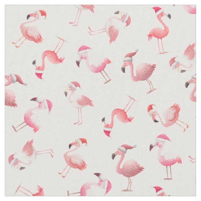 Tissu Flamants de Noël jetés sur fond blanc (Fermer)