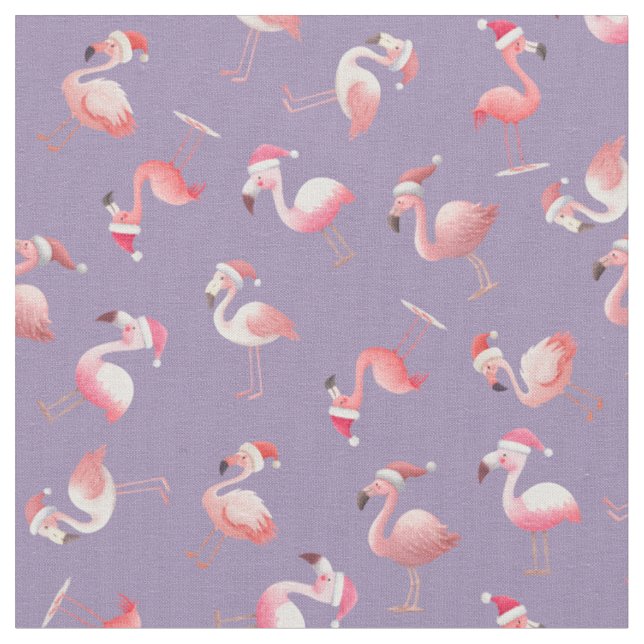 Tissu Flamants de Noël jetés sur violet clair (Fermer)
