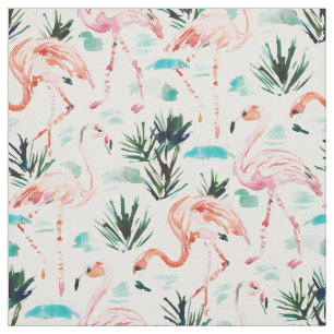 Tissu Flamants roses de rose d'aquarelle d'AWKWARRRD