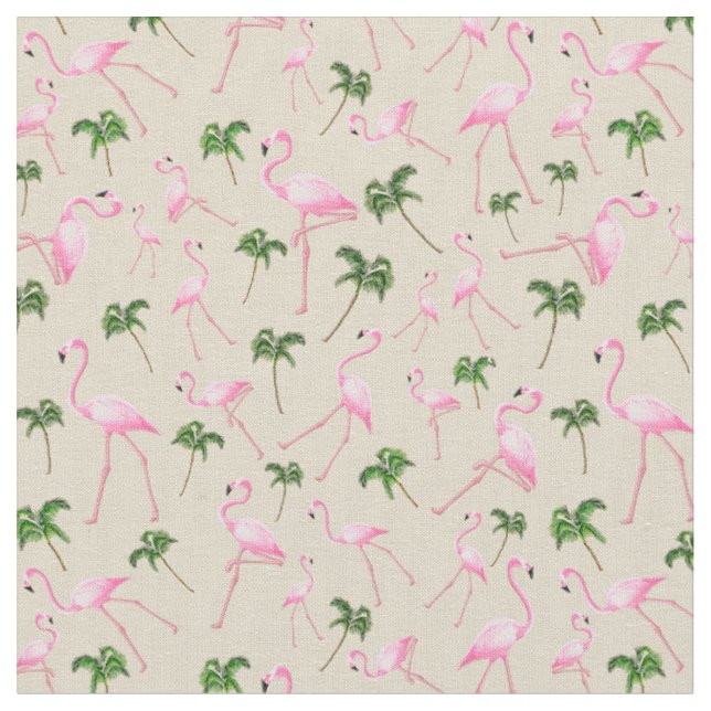 Tissu Flamants roses et palmiers (Fermer)