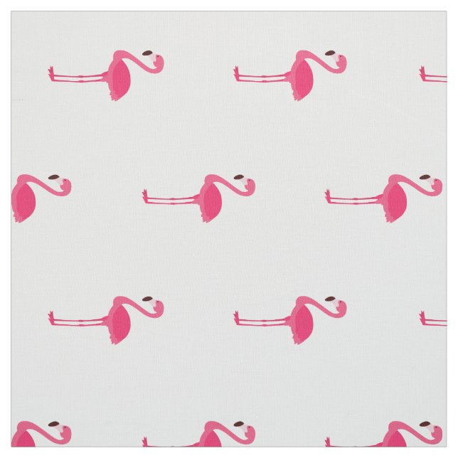 Tissu Flamants roses rose tropicale sur blanc (Échantillon)