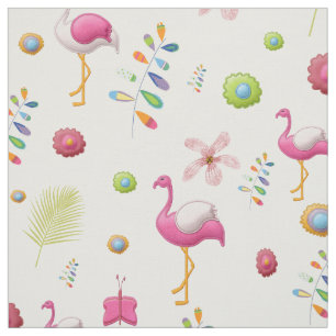 Tissu Flamants roses roses