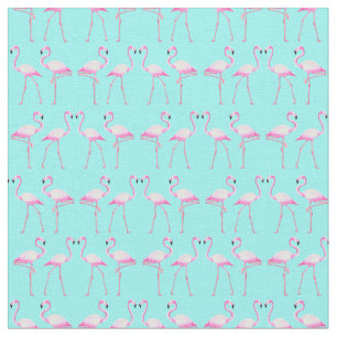 Tissu Flamants roses roses Turqouise Beach été